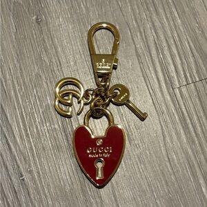 Gucci Red Heart Lock Keychain